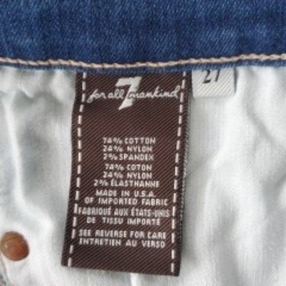 7 For All Mankind The Cropped Skinny Slim Women's 27 Jeans 28x27 Denim Dark USA - Picture 9 of 10